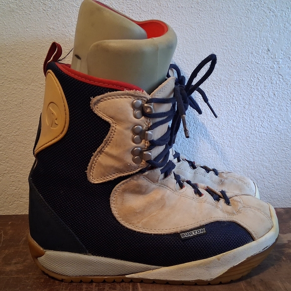Vintage 1990 Burton Men\'s Freestyle Blue & Tan Leather Snowboard Boots Men SZ 8 main image 7